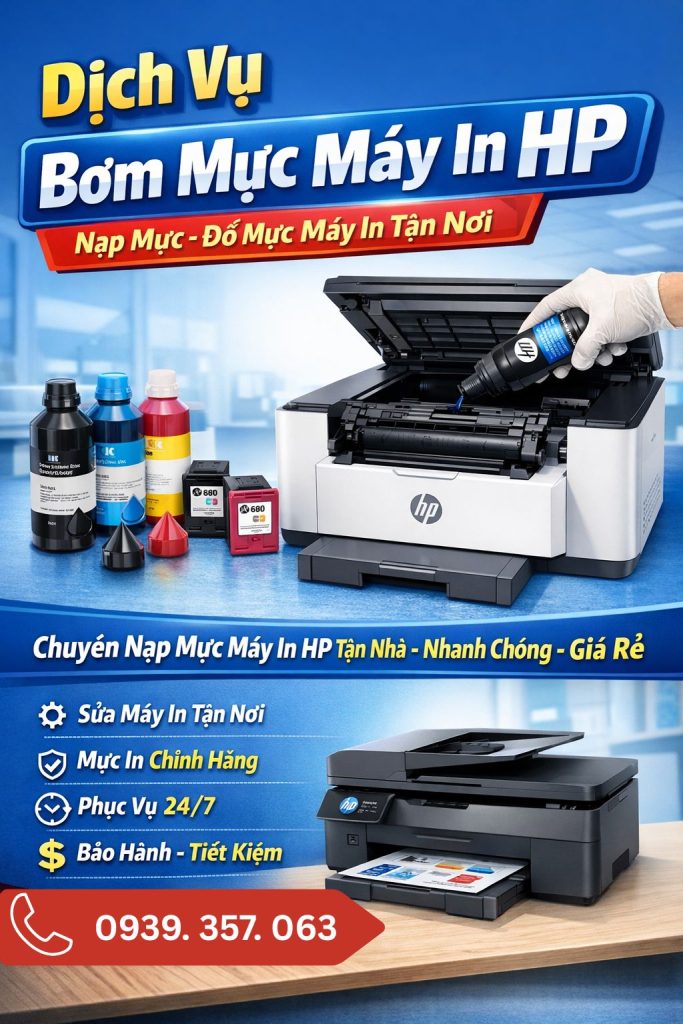 bơm mực máy in hp tận nơi